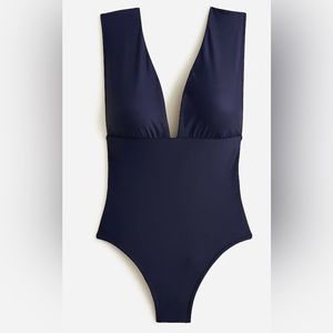 NWT JCrew Black Deep V bathing suit size 8